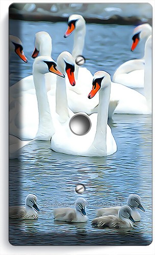 REBAÑO DE CISNES POLLITOS ESTANQUE NATACIÓN LUZ INTERRUPTOR TOMA DE CORRIENTE PLACAS DE PARED DECORACIÓN DE LA HABITACIÓN - Imagen 17 de 34