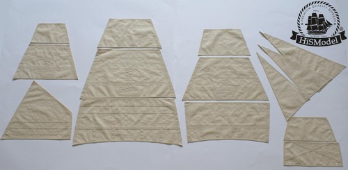 Billing Boats HMS Victory 1:75 - set of 18 sails for model sewed on CNC machine - Picture 9 of 10