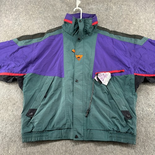 VINTAGE Helly Hansen Jacket Men XL Green Purple Parka Ski Colorblock Equipe 90s - Picture 2 of 15