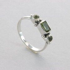 Triple Round Square Green PERIDOT Ring Multiple Sizes 925 STERLING SILVER 35e