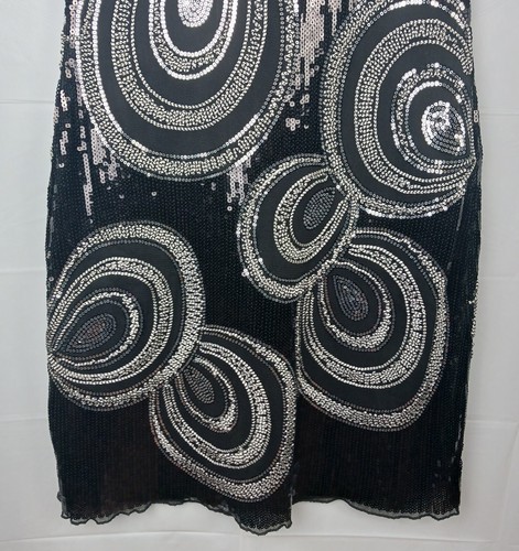 Damee Inc womens Cocktail dress black silver sequins boat neck lined size 6 - Picture 9 of 24