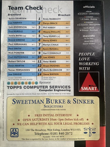Brentford v Wrexham(Division 2 95/6) 9/3/96 - Picture 2 of 2