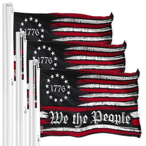 NEU G128 We the People Amerikanische Flagge 3er-Pack 3x5 Fuß bedruckt 150D Polyester - Bild 1 von 5