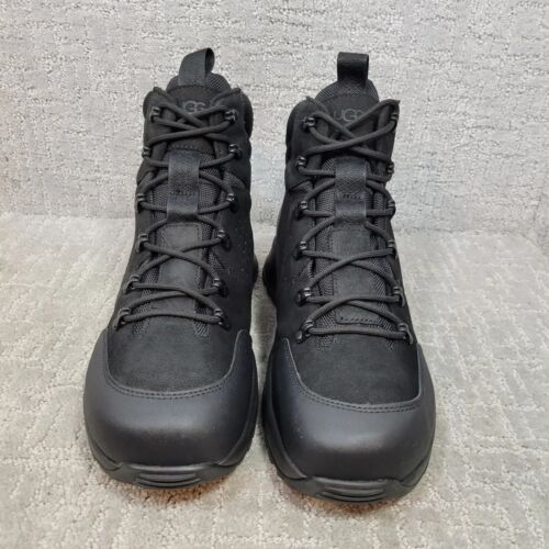 UGG Emmett Men's Size 12 US Black Leather Mid Nubuck Waterproof Boots 1112376 - Picture 3 of 11