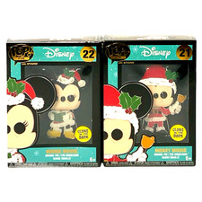 Funko Pop! Pins Holiday Mickey & Minnie Mouse Glow In The Dark Pins Set Of 2