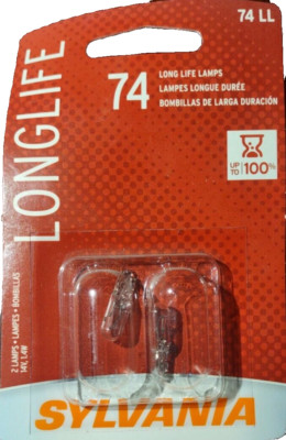SYLVANIA 74 Long Life Miniature Bulb = 1pkg of 2 Bulbs-Brand New-SHIPS N 24 HRS