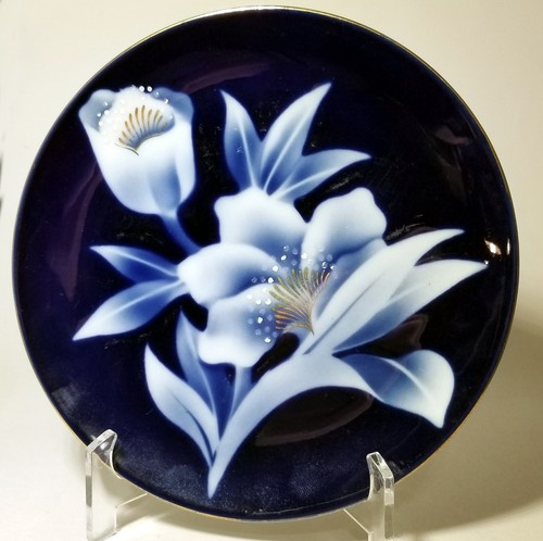 Fukagawa Arita Porzellan Teller Kobaltblau Weiße Blume 6,25" unsigniert - Bild 8 von 8
