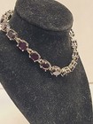 Sterling 925 Silver Garnet Tennis 8" Bracelet