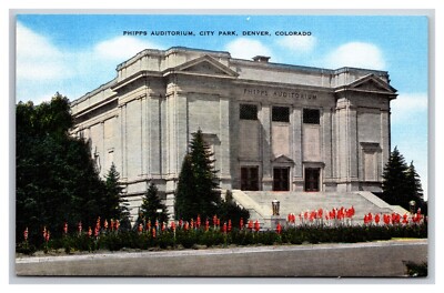 Phipps Auditorium Denver Colorado CO UNP LInen Postcard XC12