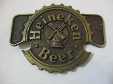 Vintage HEINEKEN Beer Belt Buckle, dual bottle opener design