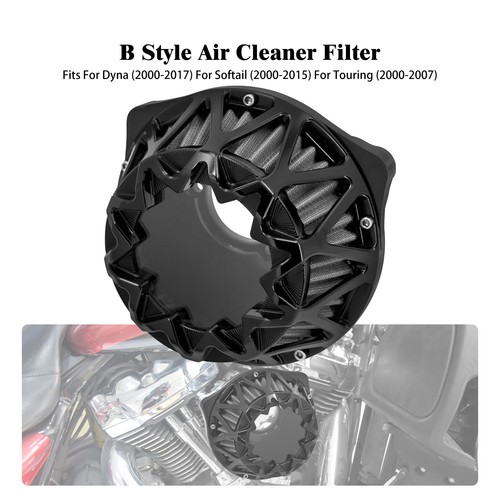 Black Air Cleaner Filter Fits For Harley Touring 00-07 Softail 00-15 Dyna 00-17 - Picture 1 of 16