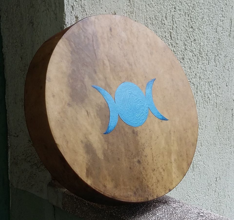 Shamanic drum with hand painting Blau moon nomad talism (10 ) Shamanic drum with hand painting Blau moon nomad talism (10 )