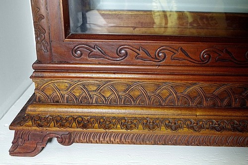 INFANT Child Viewing Casket coffin Victorian FIGURAL top cherry wood and glass - Picture 4 of 7