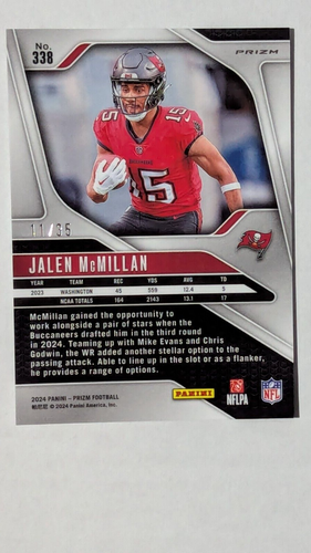 Jalen McMillan 2024 PRIZM #338 Rookie True White /35 RC WR Tampa Bay Rookie - Bild 3 von 4