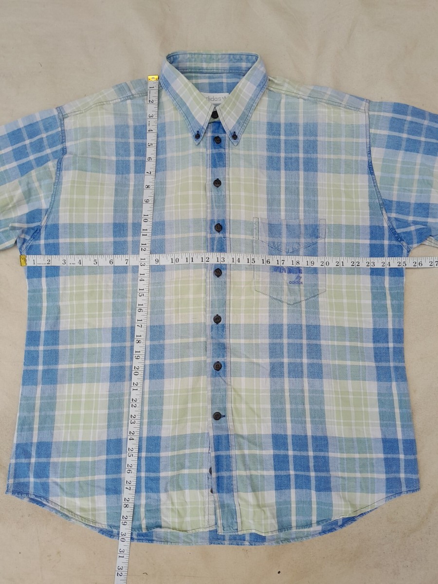 Vintage adidas Pathfinder Check Shirt Men's Medium Blue