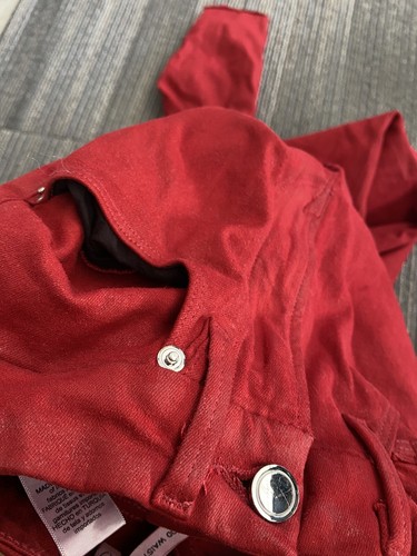 Good American Womens Red Waist Crop Waxed Denim Size 2/26 - Picture 12 of 12