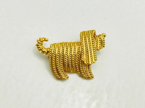 Vintage Napier Shaggy Mop Dog Brooch Pin Terrier Goldtone 41mm x 28mm - Picture 2 of 5