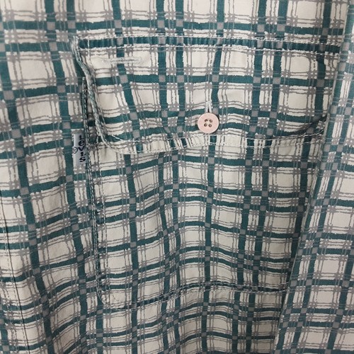 Vintage Levi Strauss & Co LEVIS Teal & Tan Plaid Shirt Mens Sz Large 100% Cotton - Picture 4 of 6