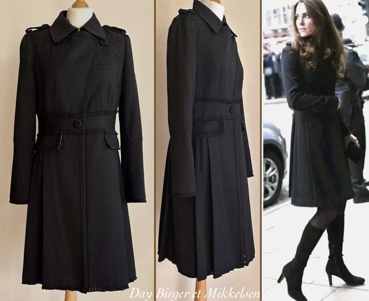 Day Birger Et Mikkelsen Brocade Embellished Pleated Coat Dress S UK8 10 US 4 6