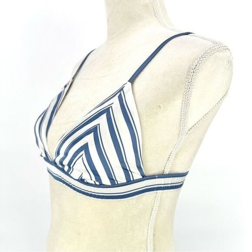 SER.O.YA | NUEVO CON ETIQUETAS S Pequeño Iris Seda Bralette a Rayas Azul Blanco Revólver - Imagen 2 de 6