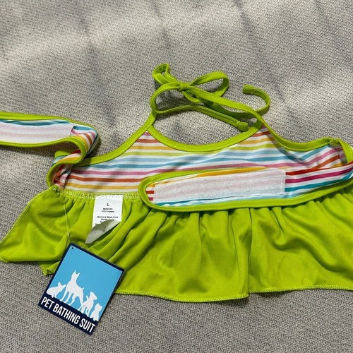Dog Pet Swim Bikini NWT Rainbow Bathing Suit 2 Piece Adorable Outfit Coastal - Picture 9 of 10