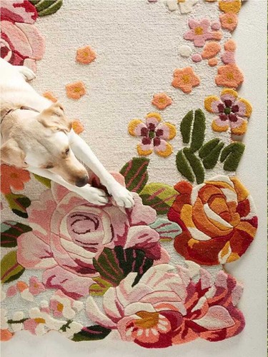 Alfombra de lana suave Anthropologie blanca acolchada a mano Araceli 3x5,6x9,8x10, - Imagen 5 de 5