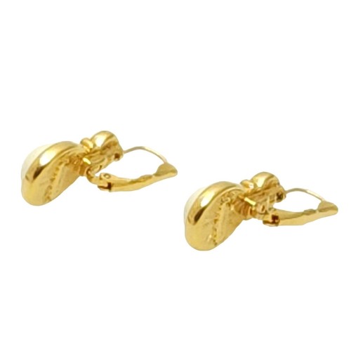 Pendientes perforados vintage Monet lágrima blanca colgante palanca trasera tono dorado - Imagen 4 de 10