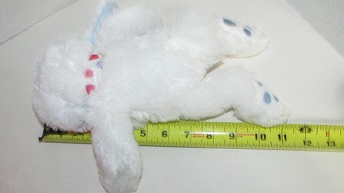 Goffa Plush White Bunny Rabbit Blue ears pink purple polka dot bow stuffed toy - Afbeelding 2 van 5