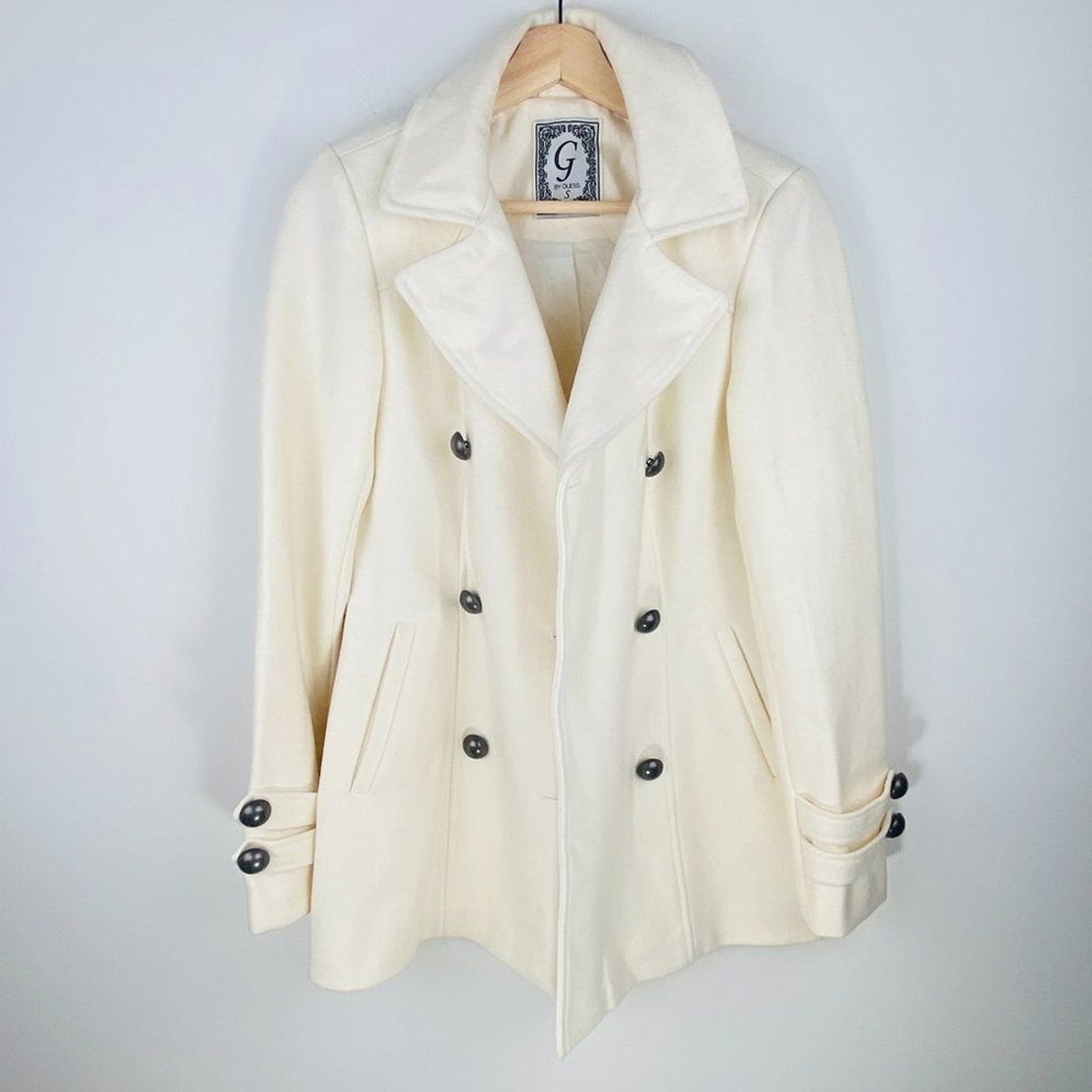 Guess coat white top