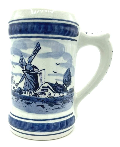 Delft Blue Holland Hand Painted Mug Cup Vintage Windmills READ DESCRIPTION