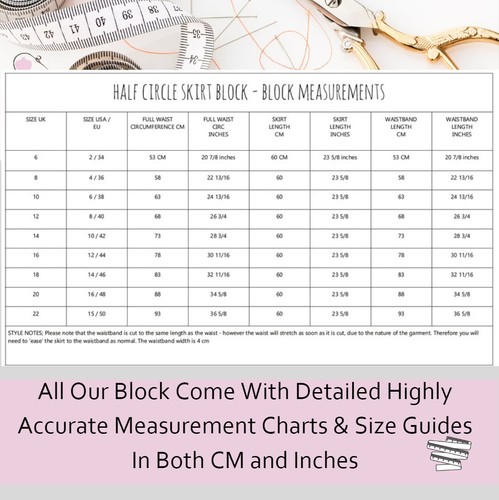 HALF CIRCLE SKIRT BLOCK-SIZES 8 TO 22 PROFESSIONAL SLOPER -SAVE HOURS! - Picture 4 of 12