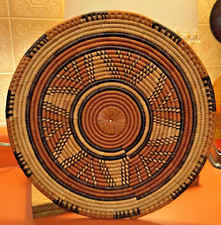VINTAGE AFRICAN WOVEN COIL WEAVE WALL ART BASKET/12"