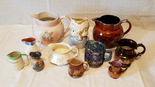 Antique CREAMERS: Anchor Pottery,Homer Laughlin,Transferware,Copper Luster (11) - Picture 3 of 12