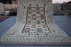 6x9 Calm Afghan Tribal Kilim Rug – Soft Grey & Cream Diamond Motifs with Brown