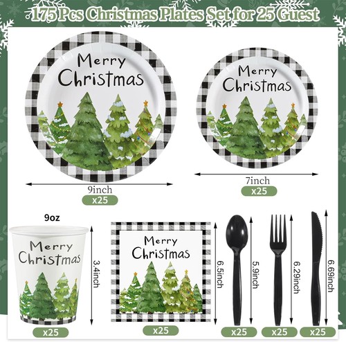 Oh Christmas Tree Disposable Tableware Set (Plates, Cups, Napkins, Utensi) - Picture 2 of 8