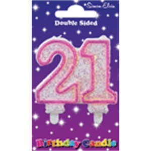 number 21 pink birthday candle