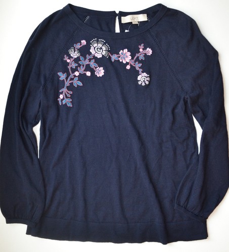 Neu mit Etikett Ann Taylor LOFT Baumwollpullover mit Blumenstickerei Größe XS - Bild 9 von 11