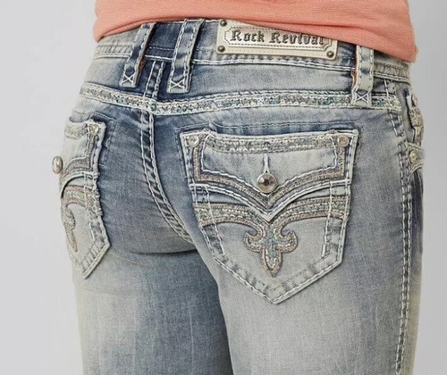 Jeans donna Rock Revival Hanaya skinny elasticizzato alla caviglia taglia 28 blu NUOVO $169 - Foto 8 di 11