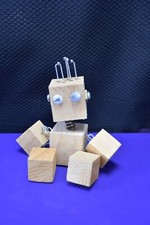 Block Guy - Hand Crafted Spikey Hair Wooden Toy Art