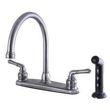 FB794SP 8" Centerset Kitchen Faucet with Sprayer, Black Stainless, Black