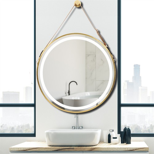 24 inch LED Bathroom Mirror with Lights Round Vanity Mirror Dimmable Anti-Fog HD - Picture 7 of 23