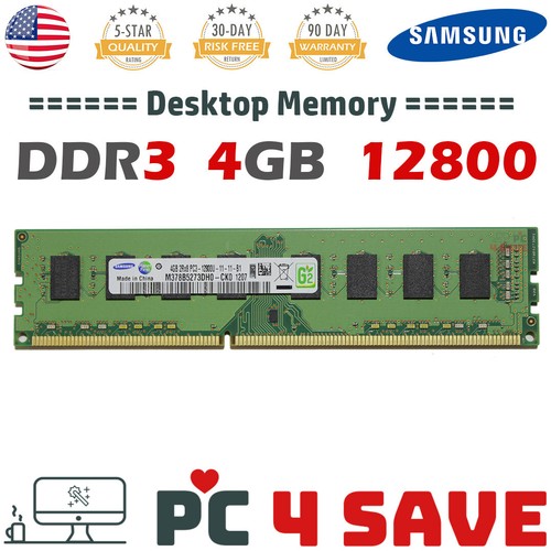 Samsung 4GB DDR3-1600 Desktop Memory 2RX8 PC3-12800U 1.5V UDIMM Dell HP Lenovo - Picture 1 of 2