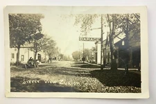 Street View Zurich Ontario Garage RPPC Real Photo Postcard 1917 Canada FF096
