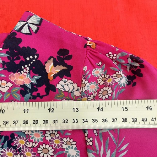 Oasis hübsches kurzärmliges Oberteil rosa Blumenmuster UK Größe 12 - Bild 6 von 15