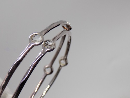 Set of Three-Ippolita Sterling Silver & Quartz Crystal Hammered Bangle Bracelets - Picture 6 of 13