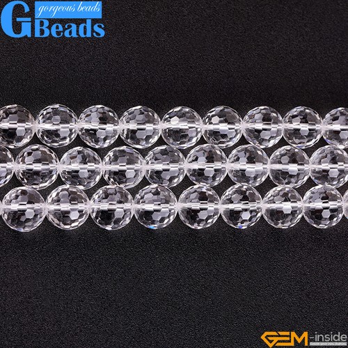 Natural White Rock Clear Quartz Faceted Round Loose Beads for Jewelry Making 15" - Picture 36 of 36