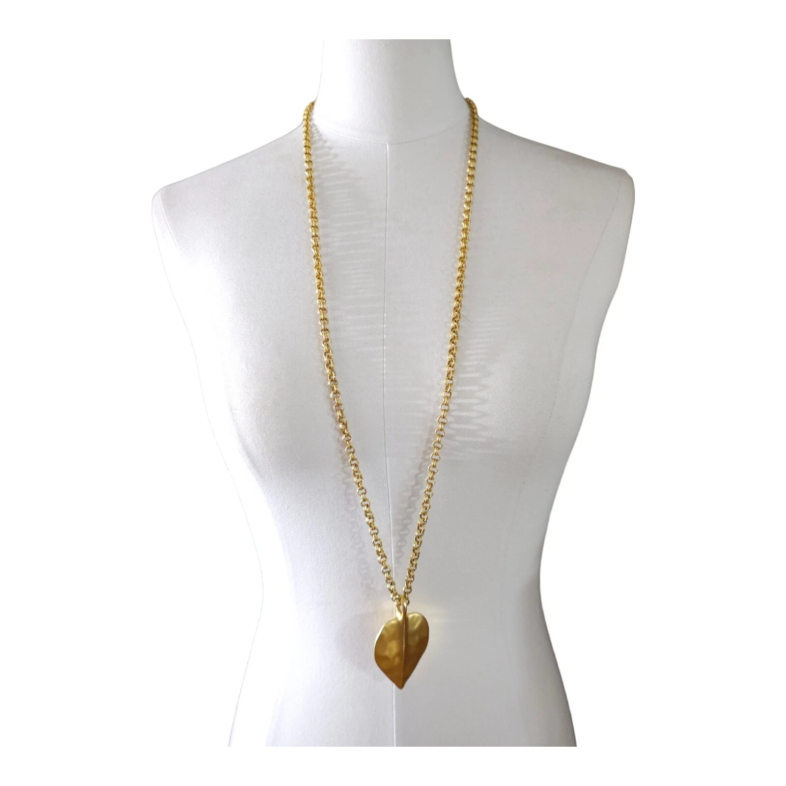 Collana catena foglia testurizzata tono oro GIVENCHY OPACA vintage anni 80 90 36"