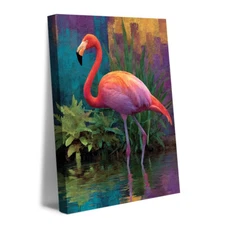 Flamingo Wall Art Canvas Prints,Pink Flamingo Posters,Tropical Birds Painting