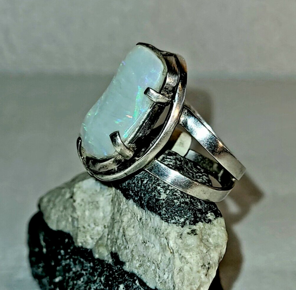 950 Silberring57-588 Grammsehr großer Opal,ca.2cmx1,5cmdezente FarbenUnikat