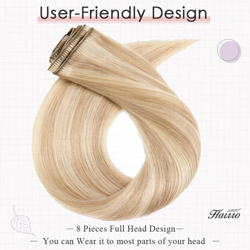 8A 100% Real Human Hair Extensions Clip In Russian Remy Hair Hairpiece Full Head - Picture 7 of 45